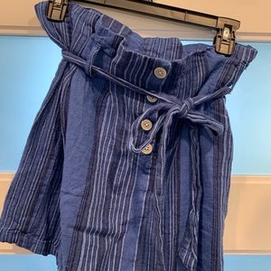 Striped linen mini skirt